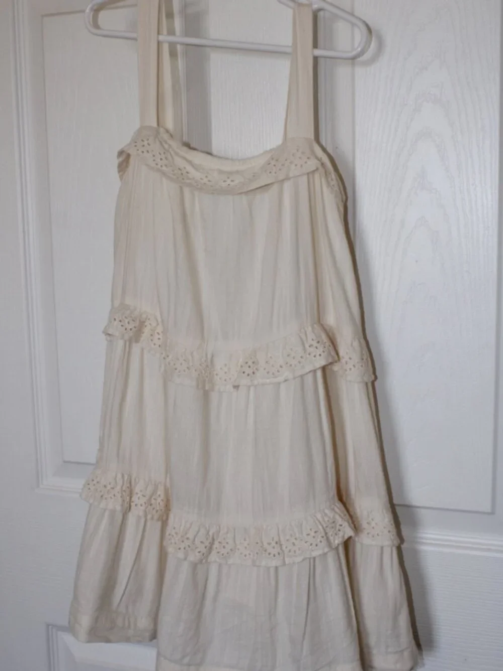 Girl's 6/7 Tiered 100% Cotton, Ivory, Cream, Lace A-Line, Old Navy Play Dress
